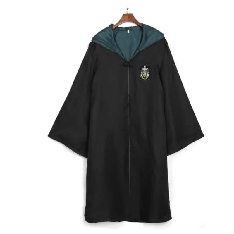 어린이 성인 슬리데린 로브 망토 코스튬, 남성 여성 매직 스쿨 호그와트 유니폼 마법사 코스프레 할로윈 의상