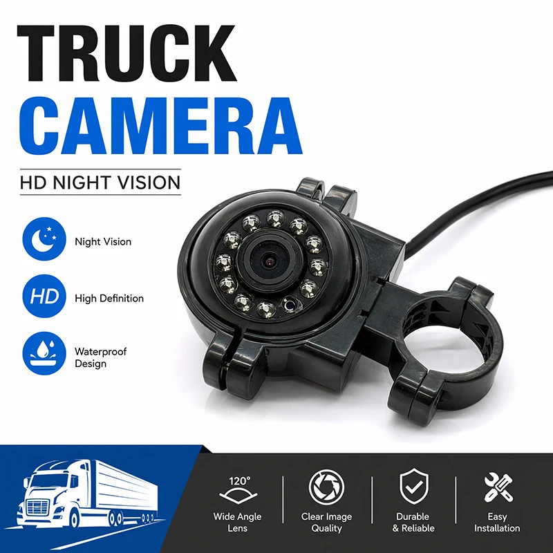 6V36V 1080P AHD Backup Camera Infrared Night Vision Side View IP68 Waterproof Left Right Mount for Bus Truck Trailer