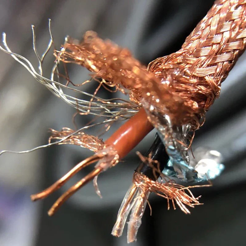 สายสัญญาณเสียงคู่ชุบทองสายสัญญาณเสียง HiFi ทองแดงคริสตัลเดี่ยว