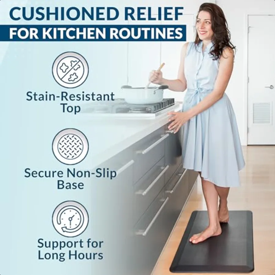 مكافحة التعب الكلمة حصيرة 3 4 بوصة سميكة المطبخ الحصير للأرضية الدائمة مكتب حصيرة المطبخ البساط الراحة في المنزل مكتب دائم وصمة عار #4