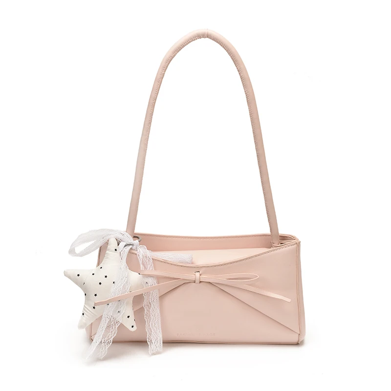 

Luxury Leather Tote Bag For Women, High-End Minimalist Diaper Bag, Original Retro Solid Color Clutch With Letter Logo Design