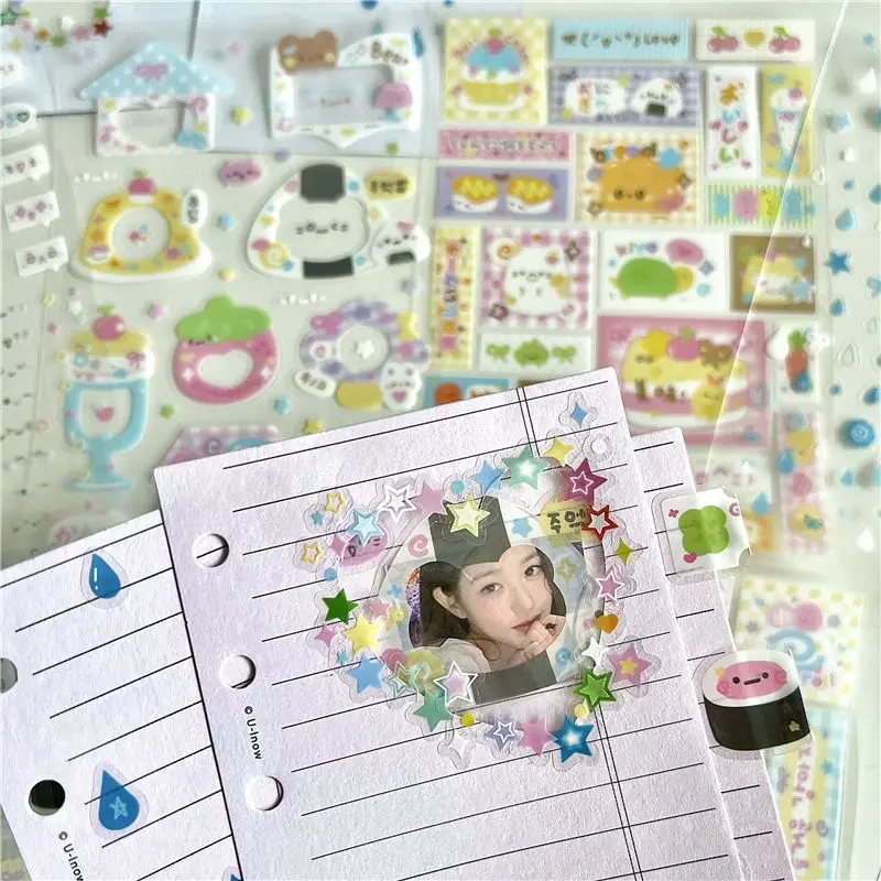 INS High Beauty Cut Film ملصقات لطيفة على الطراز المبكر القديم مادة حدود شفافة مزدوجة مجمعة لحساب اليد