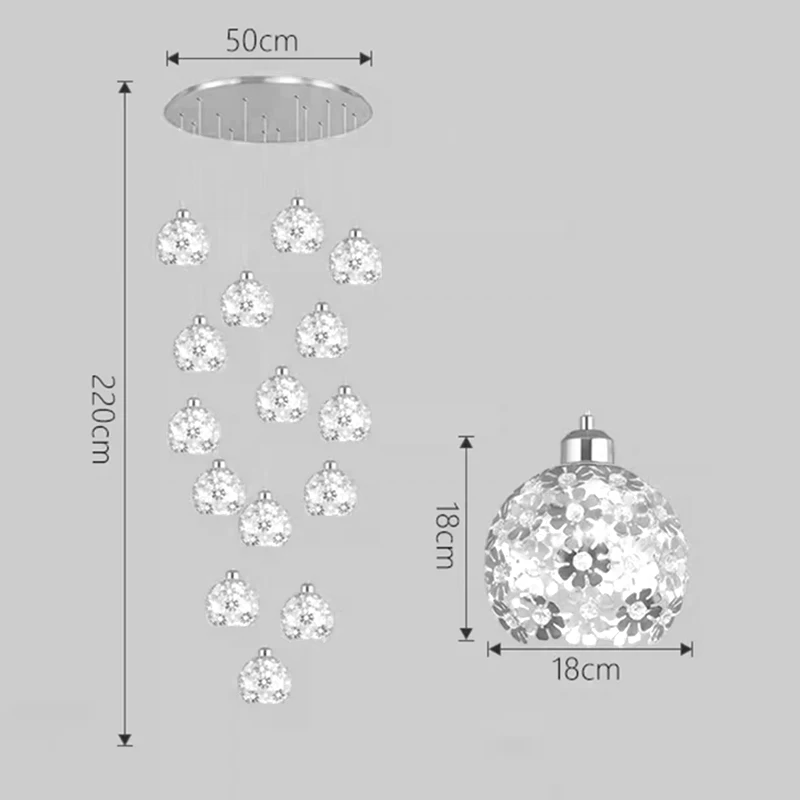 Stairs High Ceiling Led Pendant Light Led Nordic Staircase Chandelier Villa Hardware Ceiling Hanging Lamp Modern Flower Hardware