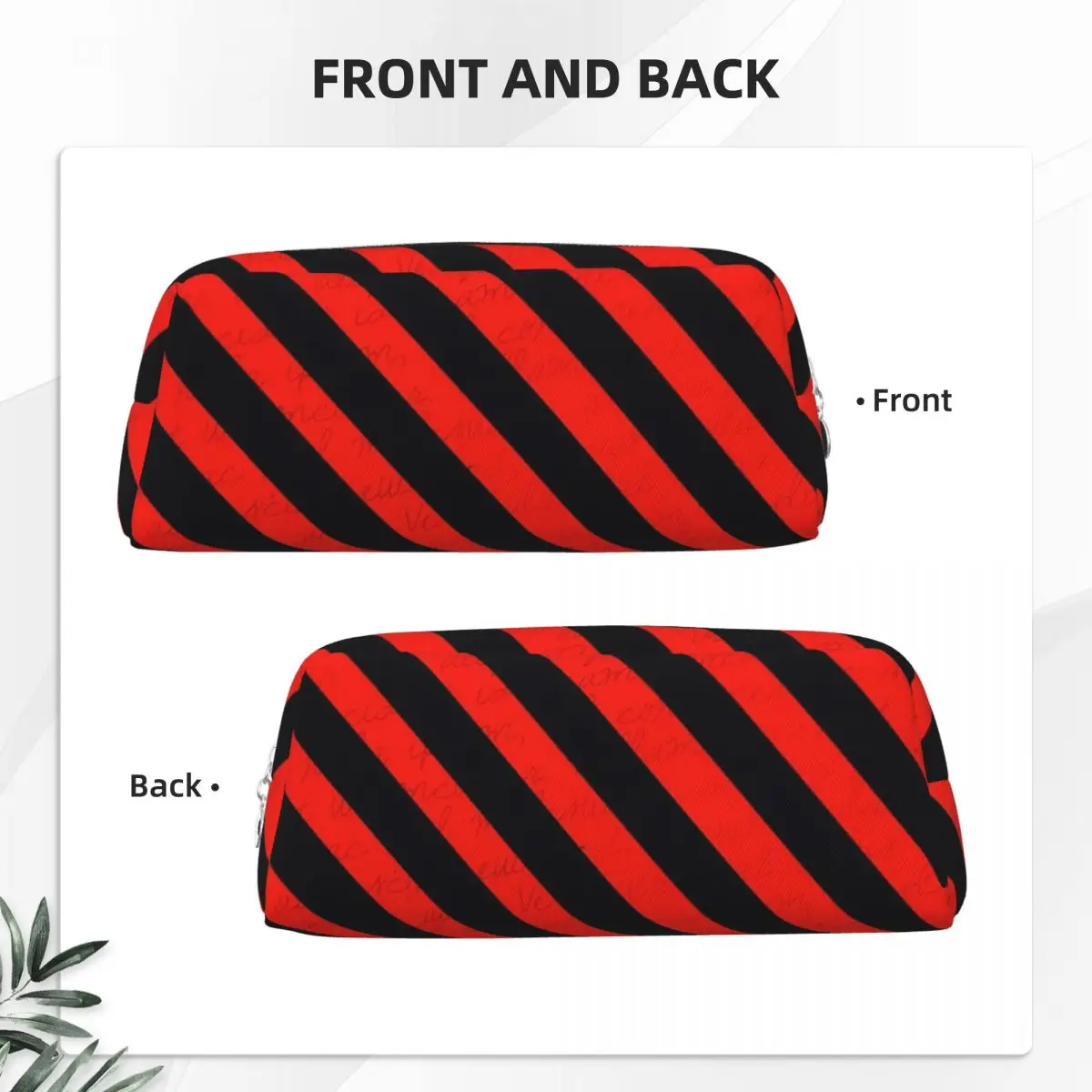 Black And Red Stripes Striped Geometric Lines Pencil Cases for Student School Pen Box Pencil Bag Pencil Pouch Storage Stationery