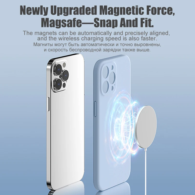 For Magsafe Magnetic Liquid Silicone Case For iPhone 15 13 11 12 14 Pro Max Mini XS XR X 8 Plus SE Wireless Charging Phone Cases - náhled 2