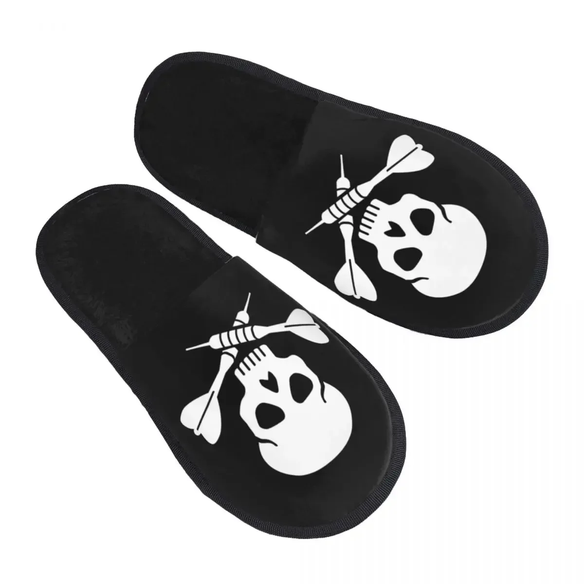 Darts Skull Guest Slippers for Bathroom Women Custom Print Dartboard Player House Shoes