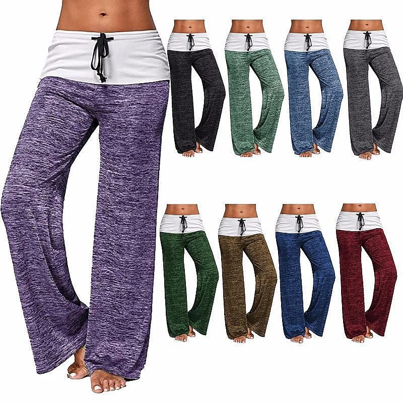 Women's Yoga Pants Wide Leg Casual Lounge Pants Patchwork Joggers Overall Jumpsuit Playsuit for Spring Summer