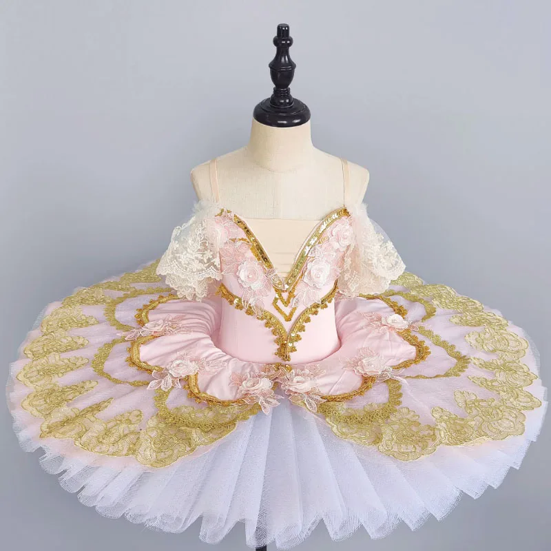 Robe de ballerine rose pour enfants, Tutu de danse moderne à paillettes, tenues de danse Jazz pour filles, vêtements de scène pour enfants, vêtements de Ballet