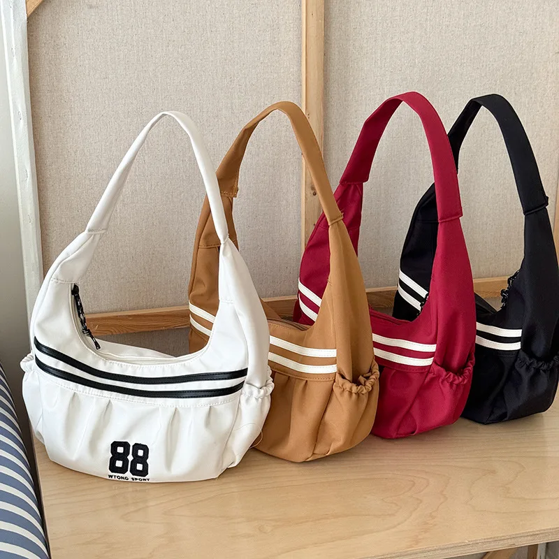 

Digital waterproof nylon large-capacity lightweight crossbody striped children's bag for boys and girls