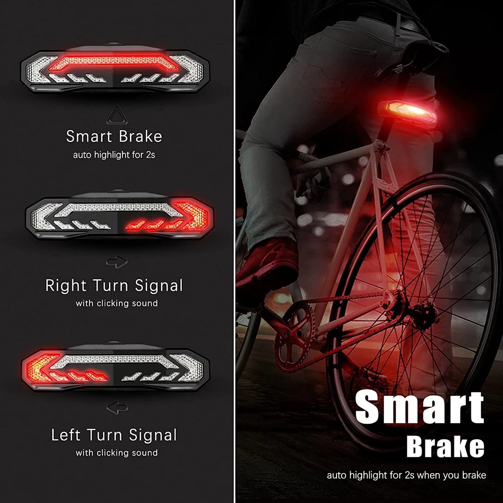 Extractme Bicycle Rear Light Alarm Waterproof Rechargeable Scooter Bike Turn Signal Warning Lamp Auto Brake Light