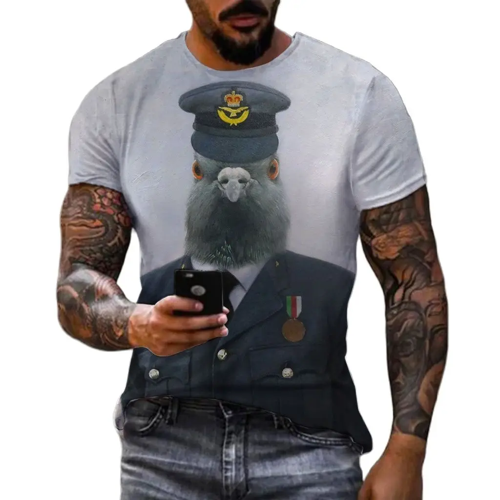 T-Shirt à Manches Courtes et Col Rond pour Homme, Haut Amusant, Imprimé en 3D, Animal Drôle, Mode Décontractée, Hip Hop, Personnalité, Grande Taille, Été