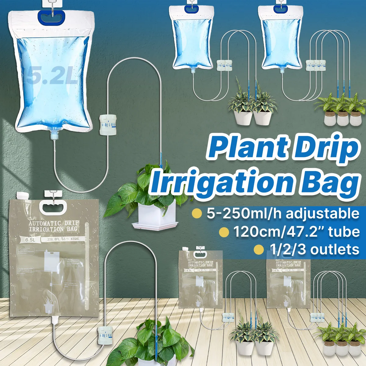 5.2L/6.5L Automatic Watering Device Control Of Water Dripping Flow Plant Flowers And Plants Maintenance Irrigation Water Bag