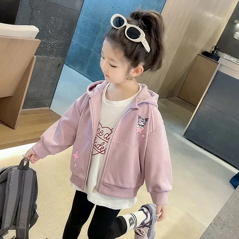 

Children Kuromi Anime Sanrio Ins Hooded Kawaii Coat Cute Cartoon Y2k Fashion Long Sleeve Jacket Clothing Gifts for Kids