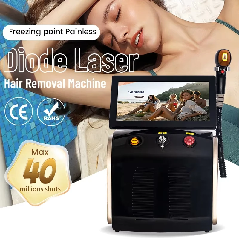 

808nm 755 1064nm Newest Portable Diode Laser Hair Removal Machine Cooling Head Painless Laser Epilator Face Body Hair Removal