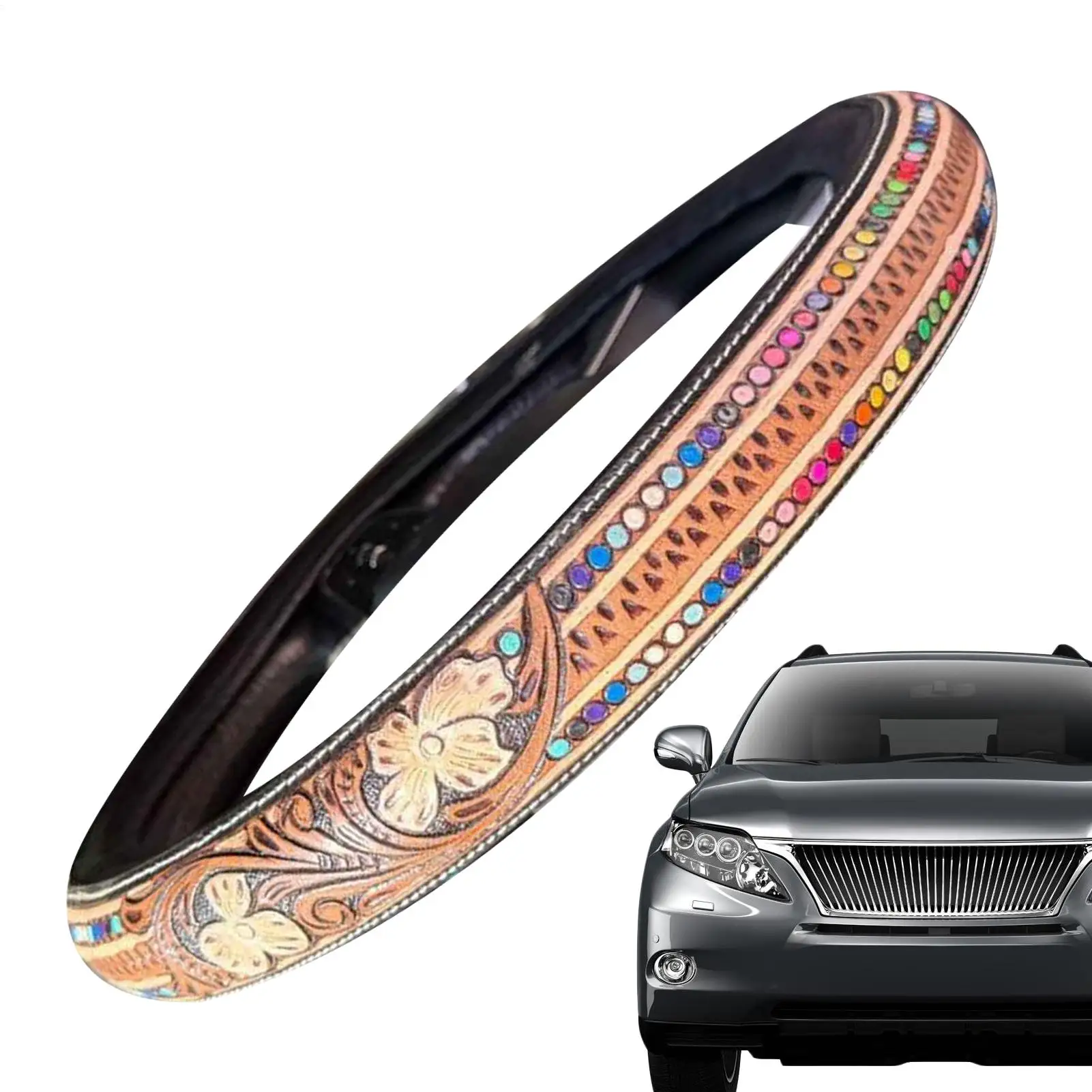 

Чехол на руль Ковбойский западный декор интерьера Износостойкий дышащий чехол на руль для автомобиля, грузовика, внедорожника, седана, фургона