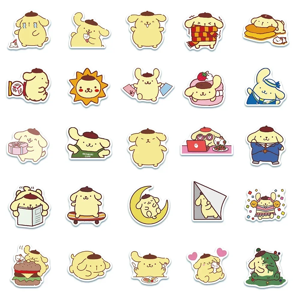 Cute Pompom Purin Stickers Sanrio Graffiti Decal Kid Gift DIY Suitcase Luggage Guitar Wall Stationery Helmet Waterproof Stickers