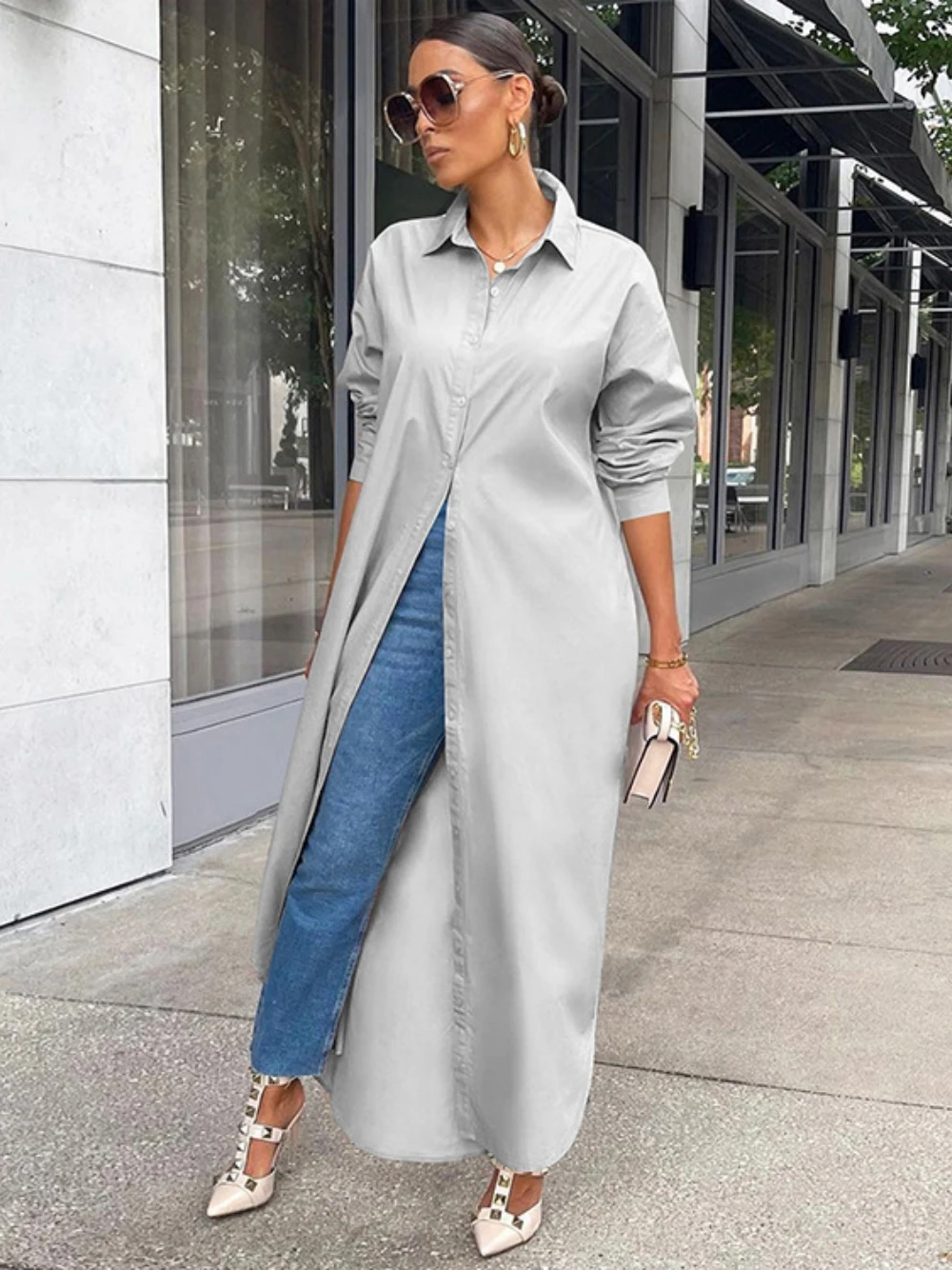 

New Women's Fashion Long-Sleeved Coat Loose Fashion Spring Casual Comfortable Solid Color Lady Long-Sleeved Coat