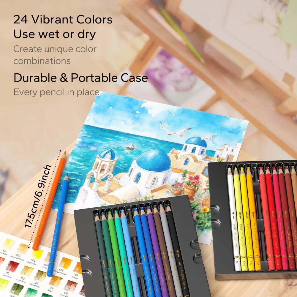 Watercolor Pencils Set for Adult Coloring Books, Water-Soluble Colored Pencils for Drawing, Shading, Blending, and Wet or Dry