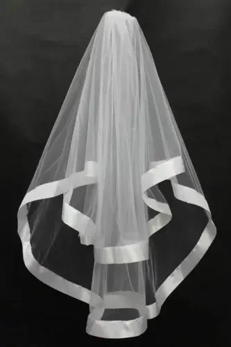 

New Elegant 2T White Ivory Wedding Bridal Satin Edge Veil With Comb