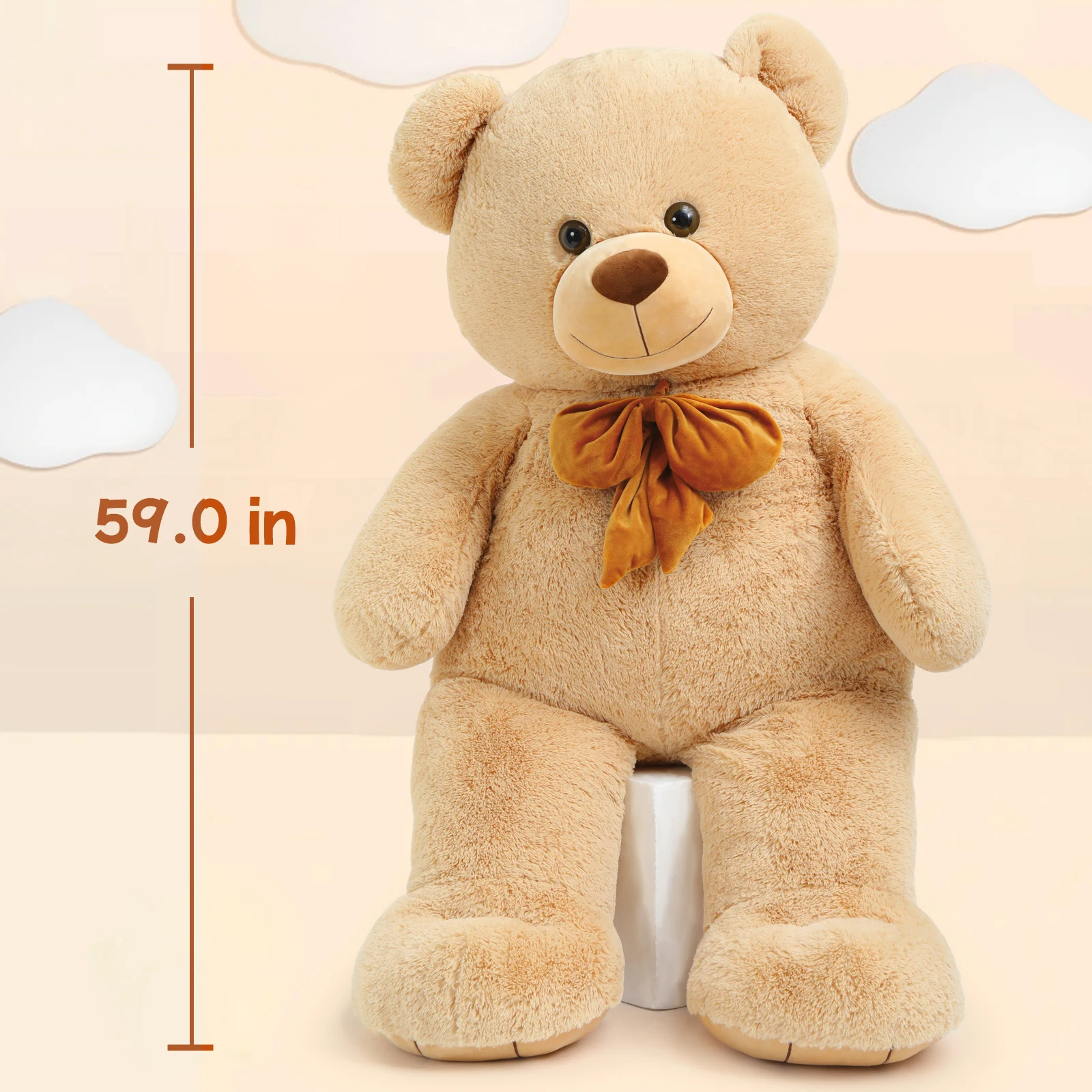 Orsetto gigante Tezituor da 5 piedi, morbido orsetto di peluche da 59 pollici a grandezza naturale, orsetto di peluche, regalo di compleanno di Natale di San Valentino