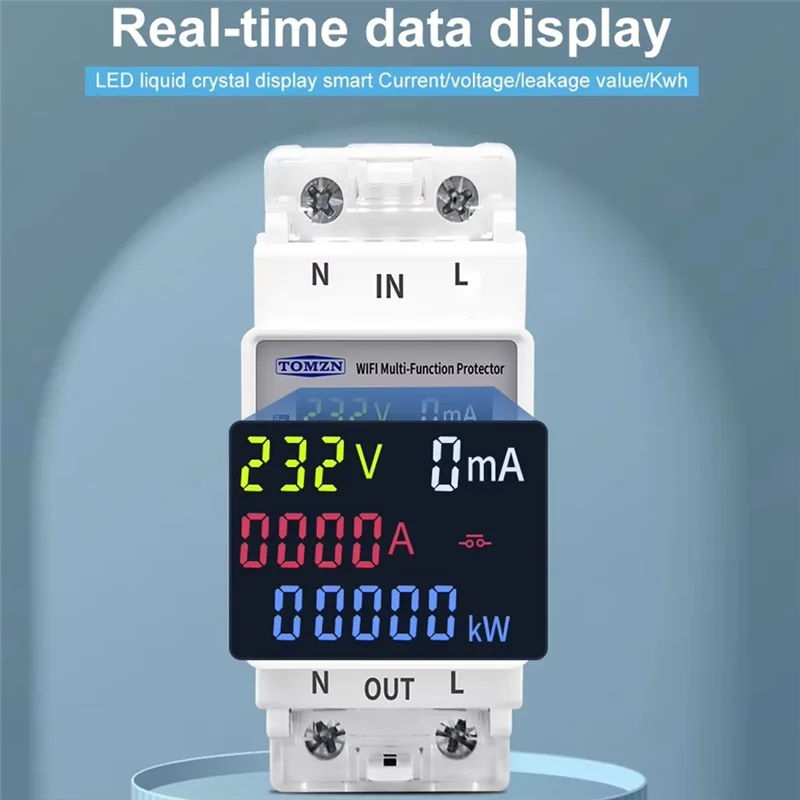 A29F-TOMZN 2P 63A 110V 220V TUYA WIFI Switch Kwh Metering Circuit Breaker Timer With Voltage Current And Leakage Protection
