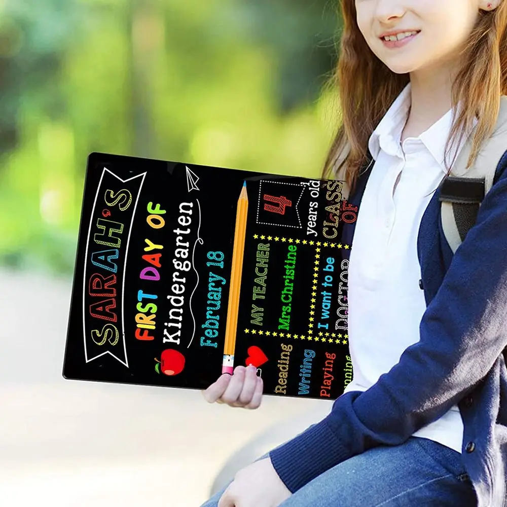 Preschool  Supplies for Kindergarten Wood Back to School Chalkboard Double-Sided First and Last Day 10