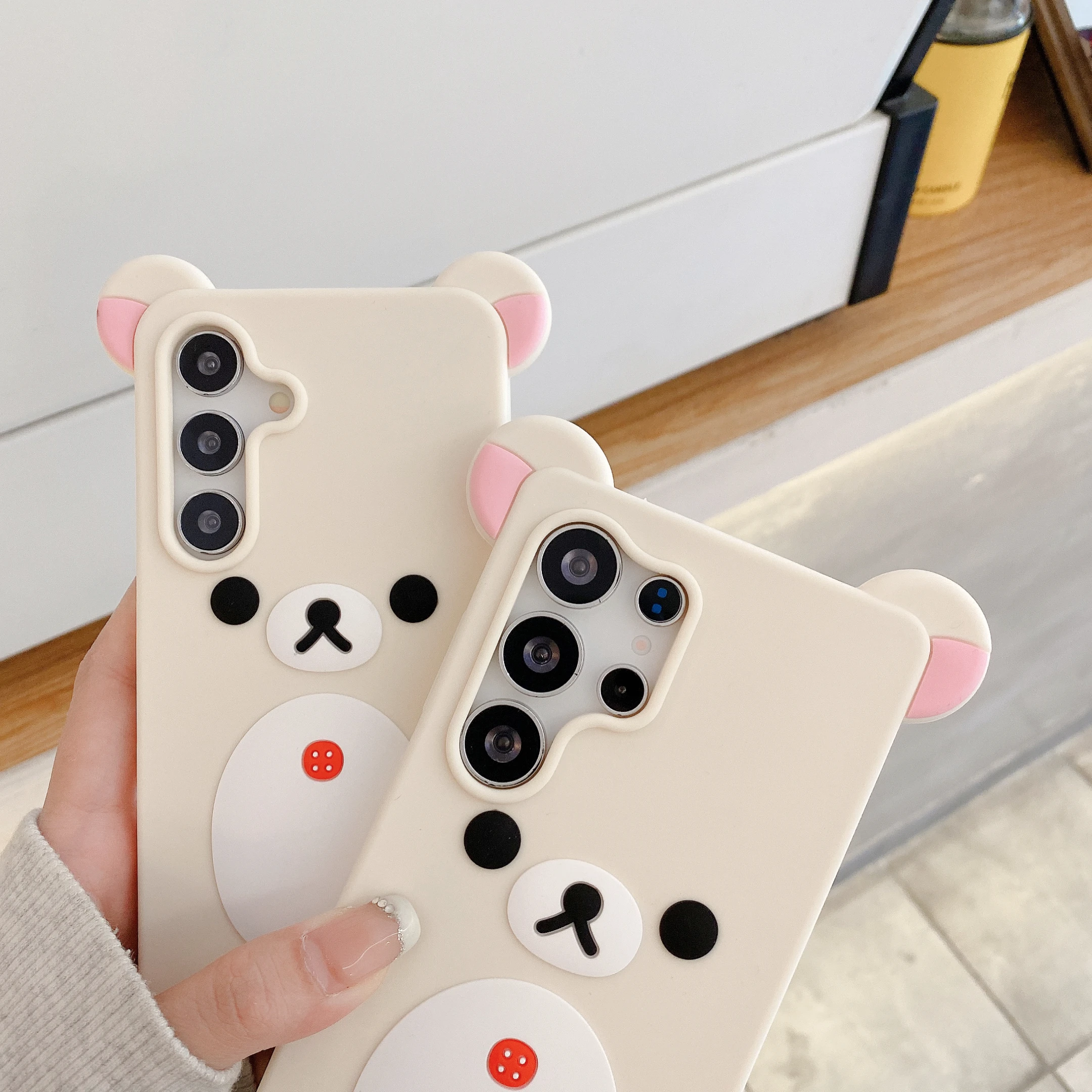 Fashion Cute 3D Cartoon Rilakkuma Bear Soft Silicone Phone Case Back Cover For Samsung Galaxy S25 S24 Ultra Plus S25Ultra - náhled 2