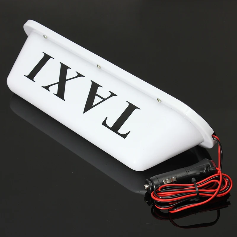 2X White Waterproof Taxi Magnetic Base Roof Top Car Cab LED Sign Light Lamp 12V PVC