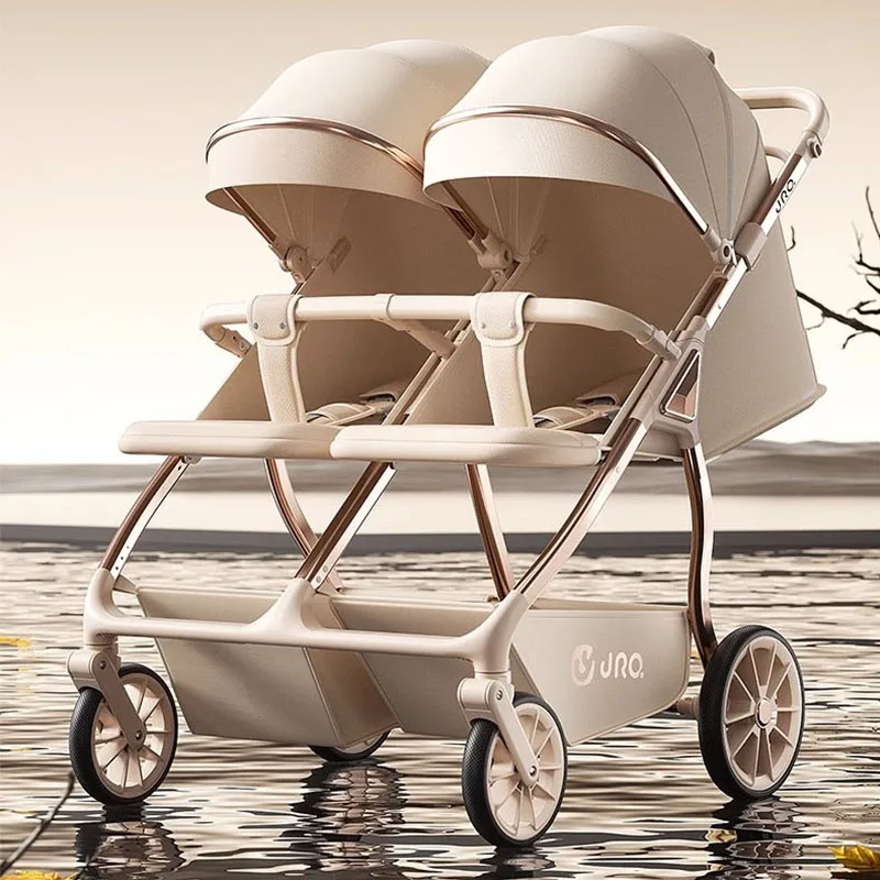 

Double Baby Stroller One Hand Fold Lightweight Twin Carriage Sit and Lie Reclining Seats Newborn to Toddler Travel System