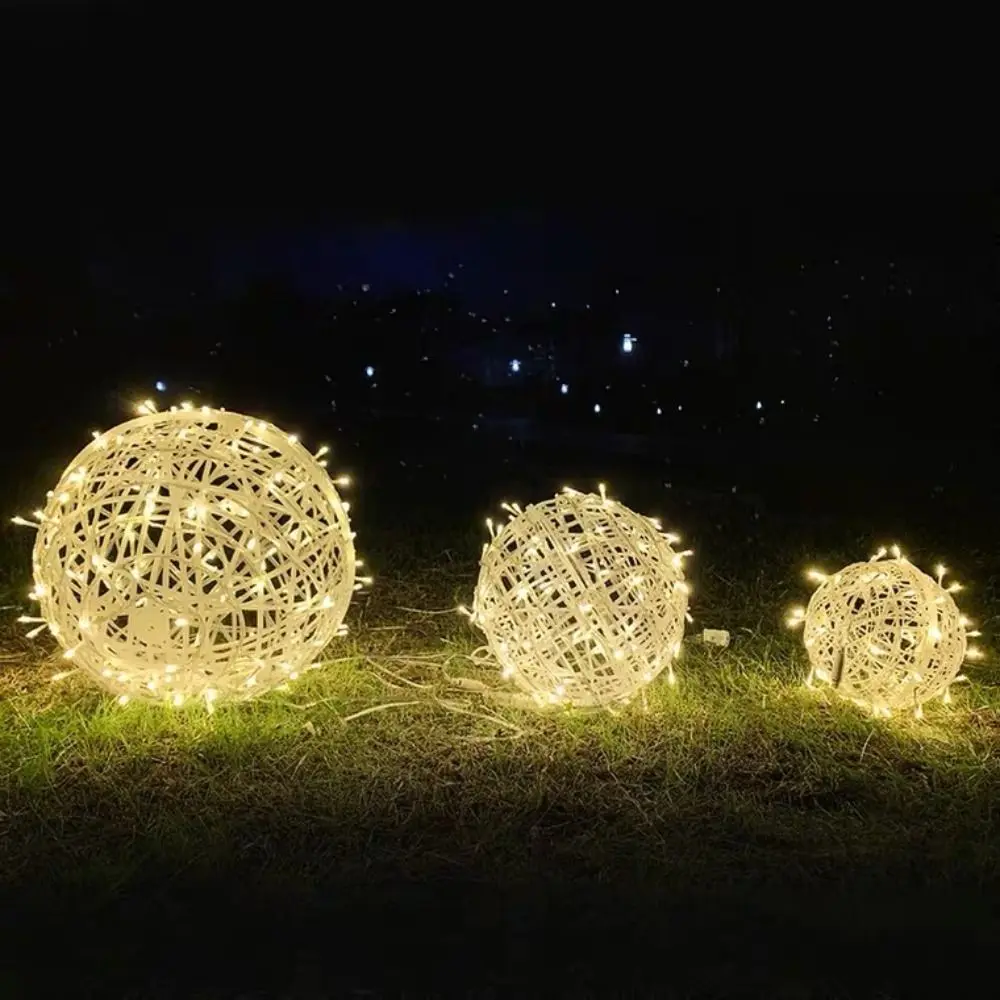 Flashing Rattan Ball Fairy Light String Waterproof Solar Energy Landscape Tree Lighting Colorful Dia20/30/40/50CM