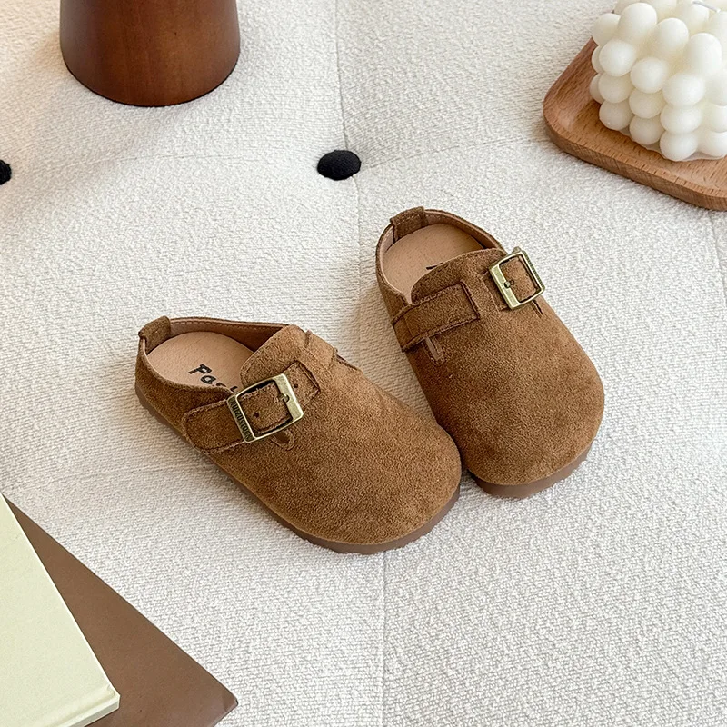 2026 Summer New Kids Slippers Retro Versatile Girls' Boken Shoes Comfort Anti Slip Child Flat Casual Shoes Сандалии Для Девочек