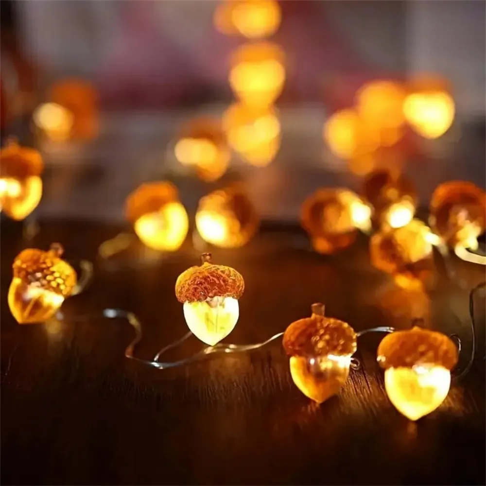 1PC 2M20LED Pinecone Battery Box Light String,suitable for autumn home decor,party,indoor room and holiday corridor decoration
