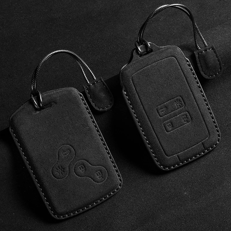 Suede Leather Car Key Case Cover Accessory For Renault Duster Captur Clio Logan Megane RS 1 2 3 4 Koleos Scenic Nema Fluence Zoe
