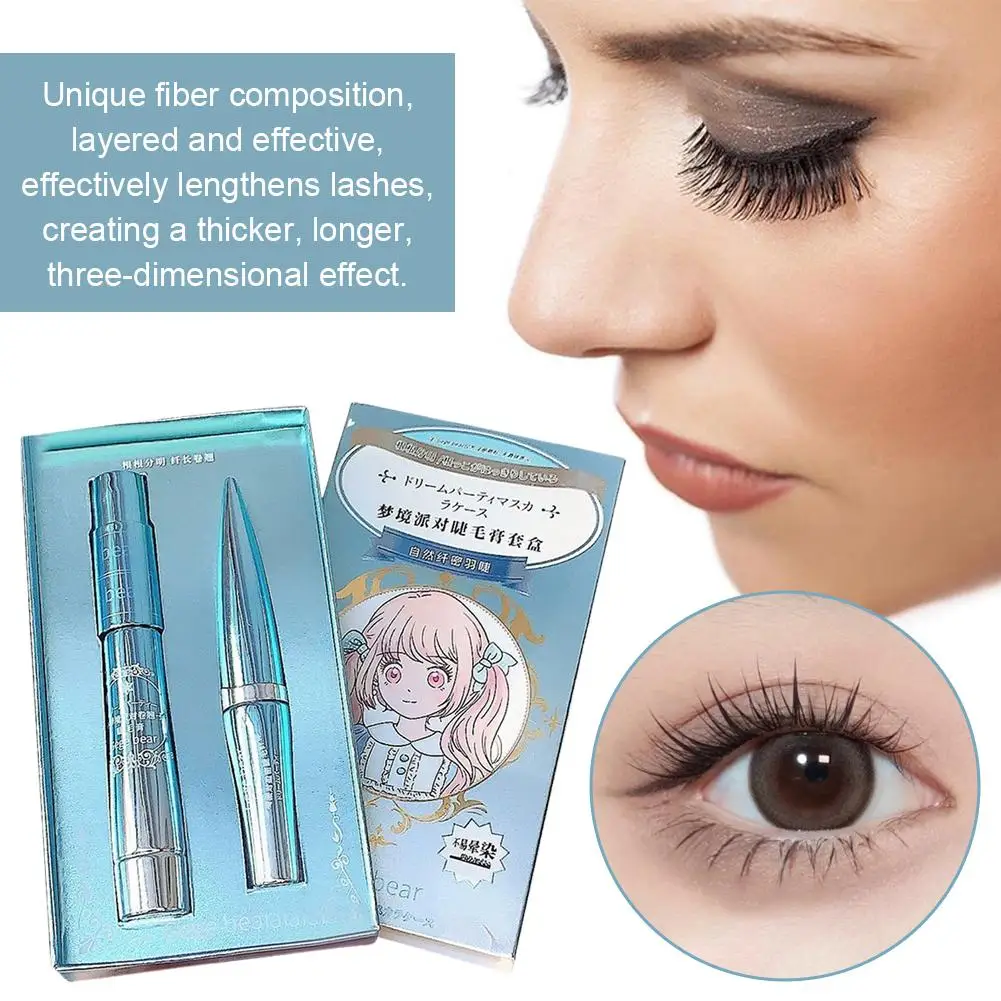 Waterproof Black Mascara Long Lasting Silk Fiber Brush Makeup Eyelash Mascara Cosmetic Curling Eyelashes Lengthening ﻿ Exte C4V8