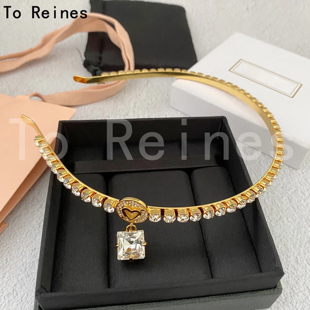 To Reines Fashion Brand Designer Gold Large Crystal Hair Hoop Luxury Jewelry Vintage Headbands Women High Quality Accessories