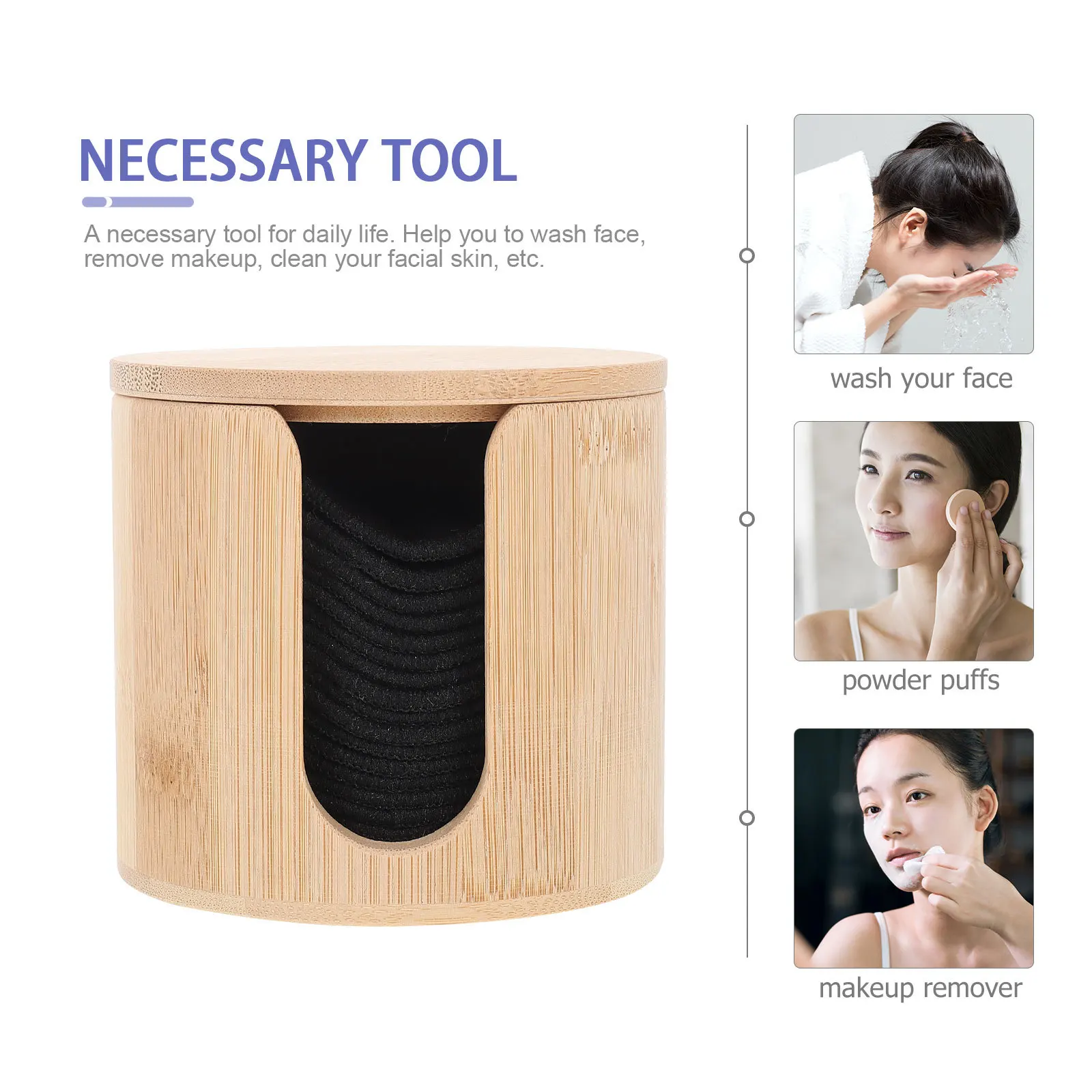 16 szt. Wacików do demakijażu z włókna bambusowego, wielokrotnego użytku, do oczyszczania twarzy dla wszystkich rodzajów skóry, nadające się do prania, delikatne do skóry, do pudru.