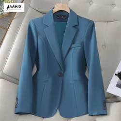 NAVIU New Arrival Blue Black Gray Women Blazer Coat Long Sleeve Single Button Office Ladies Business Work Wear Formal Jacket