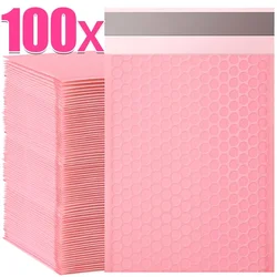 100/10x Pink Bubble Bag Various Size Bubble Mailers Self Seal Padded Envelopes Pink Gift Bags for Small Businesses Home Storage