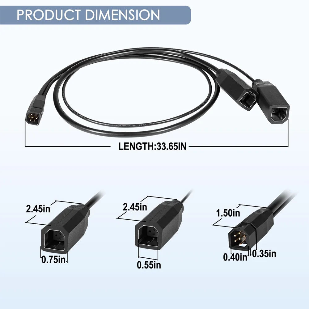 720101-19M SIDB Y9-Pin Side Imaging Dual Beam Splitter Cable Compatible with Humminbird Models That utilize455kHz/800kHz MEGA