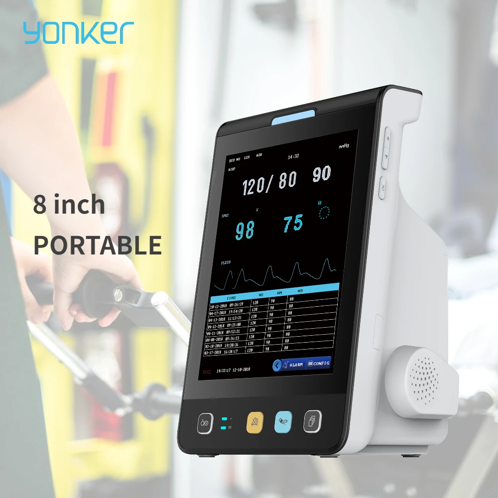 IE8 8 inch portable anti-fibrillation patient monitor cardiac vital signs transport patient monitor for icu hospital outpatient