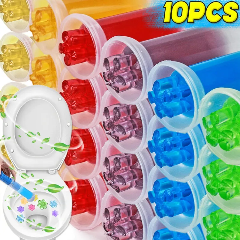 1/10x flor limpiador de inodoro geles jeringa drenaje aromático limpieza de inodoro detergente ambientador eliminar olores herramientas de baño para el hogar