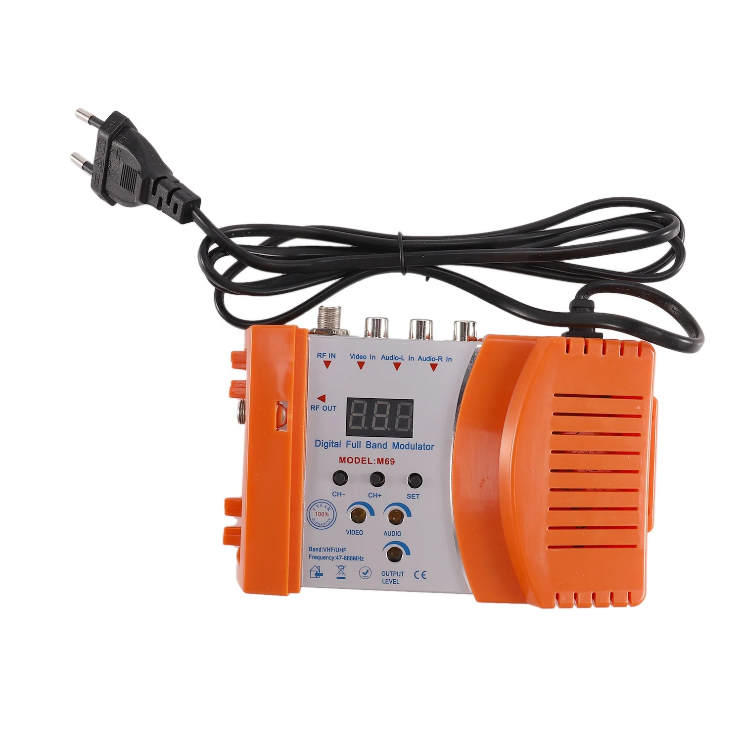 

POSV-M69 Professional Digital VHF UHF RF Modulator AV to RF AVto TV Converter Adapter(Orange EU Plug)
