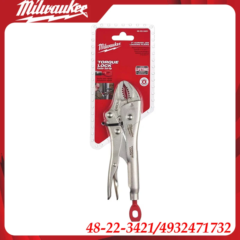 Milwaukee 48-22-3421/4932471732 Locking Pliers Curved Jaw, Heavy Duty Grip for Mechanics & Repairs