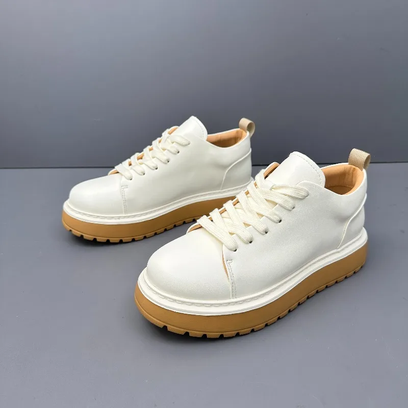 

Весенне-летняя повседневная обувь из натуральной кожи, мужские модные модные спортивные туфли на толстой подошве, мужские роскошные кроссовки, кожаная обувь