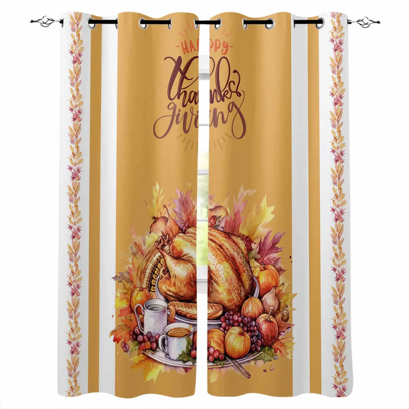 

Thanksgiving Autumn Turkey Curtains For Living Room Kids Bedroom Window Curtain Hall Drape Long Cortinas