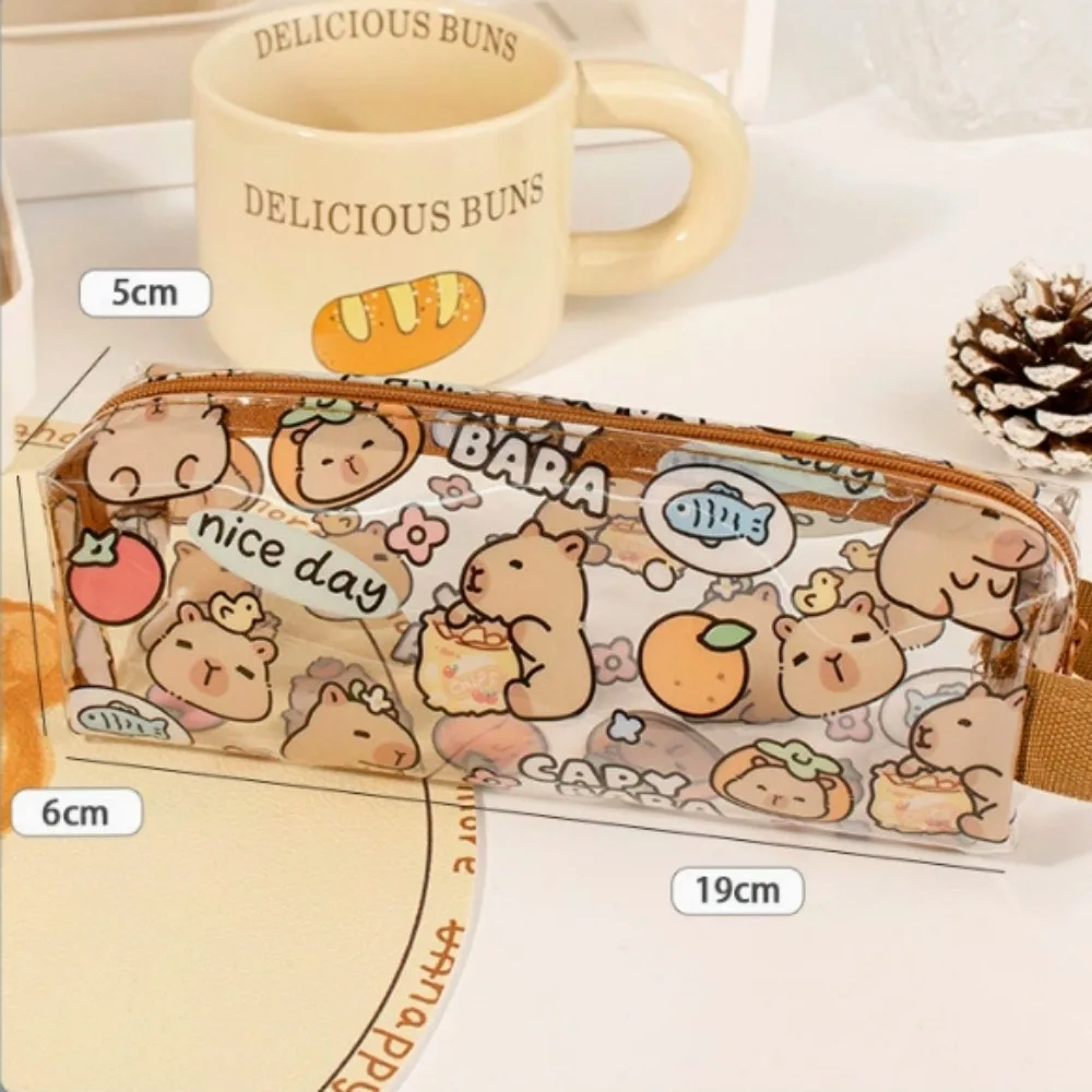 جديد لطيف كابيبارا مقلمة الكرتون سستة قلم رصاص الحقيبة شفافة مقاوم للماء أكياس القلم اللوازم المكتبية المدرسية