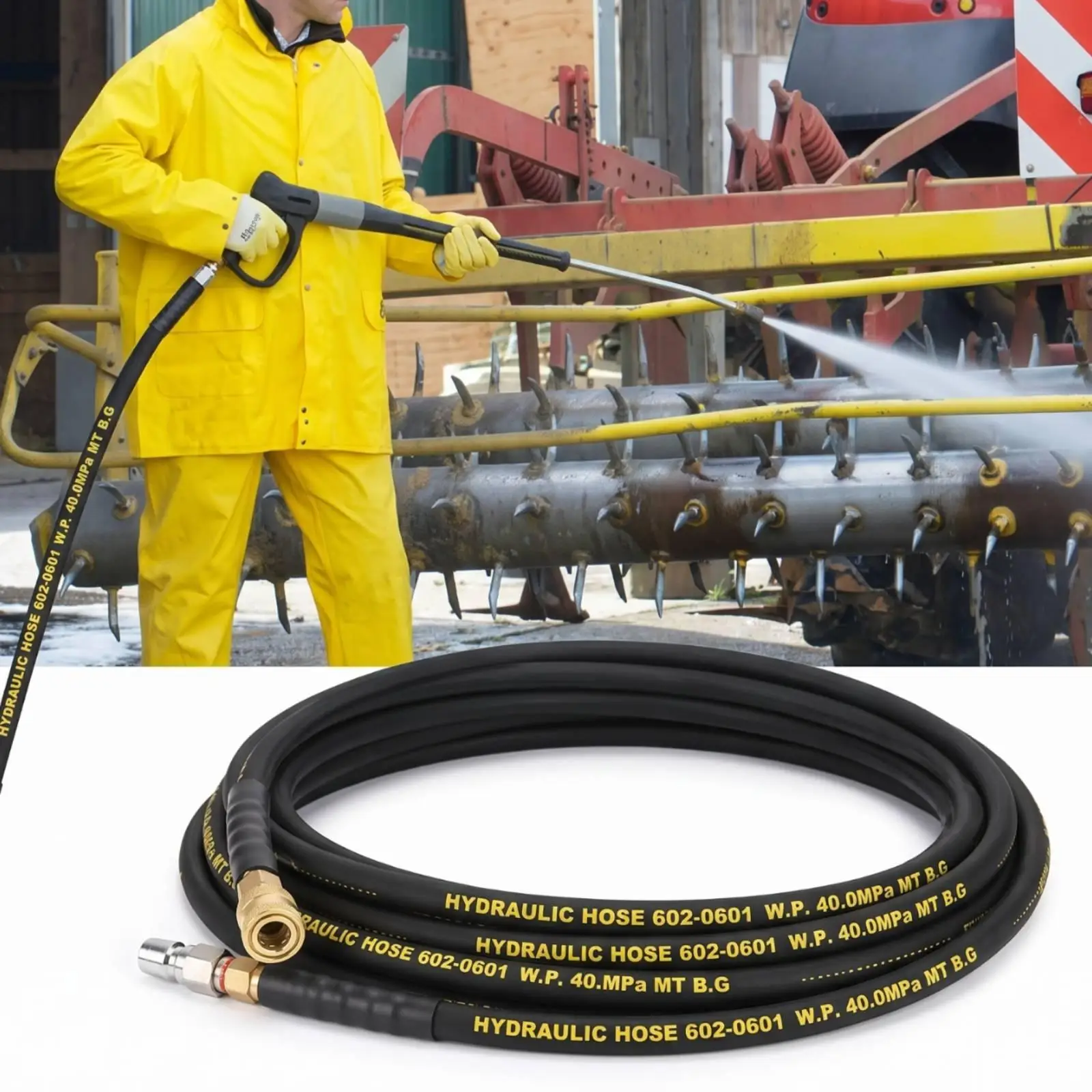 Pressure Washer Hose with Rapid-Connect Fittings 15 M for Vehicle Washing