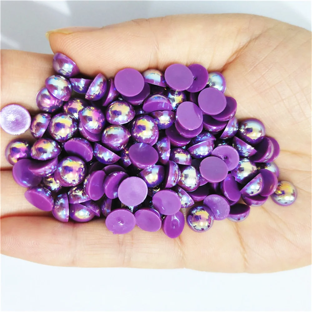 1.5-12mm Multi-size all colours AB Half Round Pearl glue on Rhinestone Crystal Non Hotfix Flatback clothing Nail Art decorations