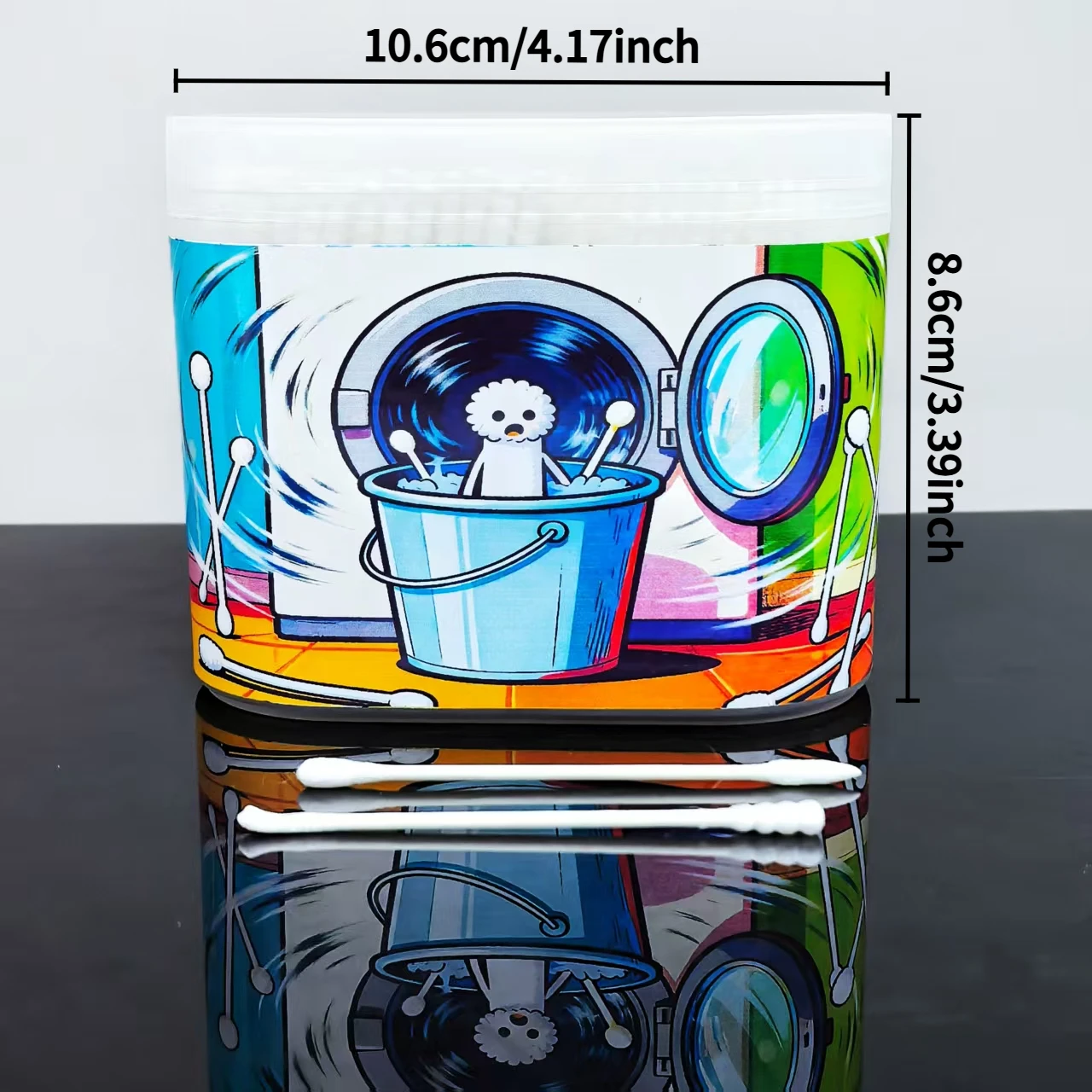 600 قطعة من مسحات القطن ذات المحور الدقيق برأسين مع أنماط إبداعية في صندوق، مسحات قطنية هدية