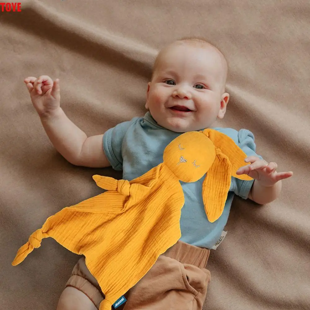 

Милое мягкое детское хлопково-марлевое одеяло с мультяшными кроличьими ушками, успокаивающее полотенце, милая кукла, сенсорная игрушка, носовой платок, детский комфорт